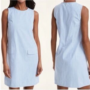 Brooks Brothers Pinstripe Seersucker Sheath Dress Cotton Stretch Classic Preppy
